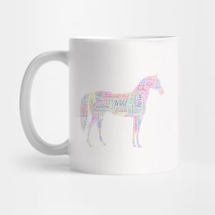 Horse Animal Silhouette Shape Text Word Cloud Mug